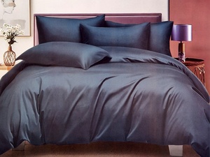 Kokvilnas (satīna) gultas veļas kompl.200x220 cm TUMŠZILS- 22382
