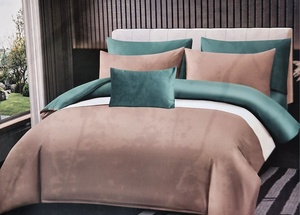 Kokvilnas (satīna) gultas veļas kompl.200x220 cm GAIŠBRŪNS+ZAĻŠ- 20644