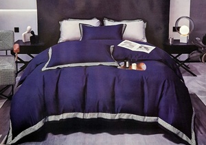 100% mikrošķiedras gultas veļas kompl. AR DEKORATĪVU MALU 200x220 cm TUMŠZILS- 22887