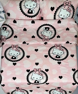 100% kokvilnas gultas veļas kompl. AR PALAGU 160x200 cm HELLO KITTY- 21622