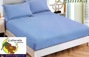 100% kokvilnas (satīna) palags ar gumiju 90x200 cm GAIŠZILS- 16100