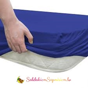 100% kokvilnas (satīna) palags ar gumiju 140x200 cm TUMŠZILS- 15044