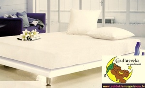 100% kokvilnas (satīna) palags ar gumiju 90x200 cm BALTS / BĒŠS- 16100