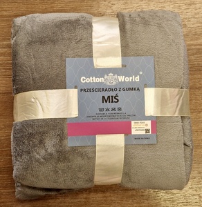 100% mikrošķiedras (plīša) palags ar gumiju 180x200 cm PELĒKS- 22626