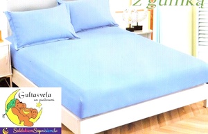 Kokvilnas ar mikrošķiedru palags ar gumiju 120x200 cm GAIŠI ZILS - 21870