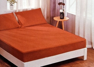 Kokvilnas palags ar gumiju 180x200 cm ORANŽI SARANS ar rūtojumu- 23651