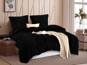 100% mikrošķiedras (plīša) LĪNIJU gultas veļas kompl. 200x200 cm MELNS- 22515