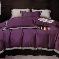 100% mikrošķiedras gultas veļas kompl. AR DEKORATĪVU MALU 200x220 cm TUMŠI VIOLETS- 22887