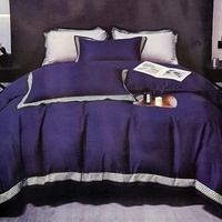 100% mikrošķiedras gultas veļas kompl. AR DEKORATĪVU MALU 200x220 cm TUMŠZILS- 22887