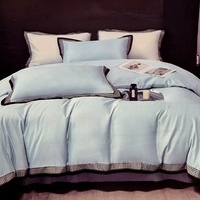 100% mikrošķiedras gultas veļas kompl. AR DEKORATĪVU MALU 200x220 cm GAIŠZILS- 22887