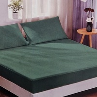 Kokvilnas palags ar gumiju 160x200 cm SMARAGDZAĻŠ ar rūtojumu- 23652
