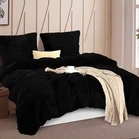 100% mikrošķiedras (plīša) LĪNIJU gultas veļas kompl. BEZ PALAGA 200x220 cm MELNS- 22515